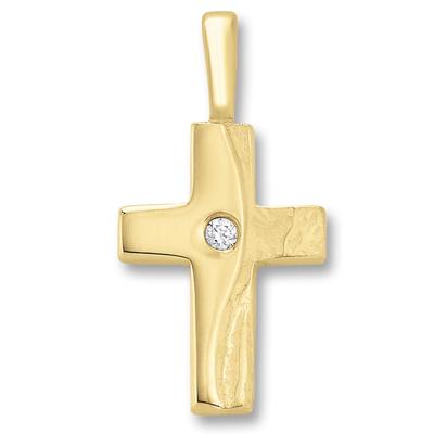 Ketten-Anhänger ONE ELEMENT "Zirkonia Kreuz Anhänger aus 333 Gelbgold", gold, Schmuckanhänger, Damen, Gelbgold 333-Gold, Gelbgold 333, Gold, Damen Gold Schmuck