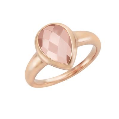 Fingerring JAMELLI "Silber 925 rosé-vergoldet mit echtem Rosenquarz" Gr. 56, rot (rot, rosa), Fingerringe, Damen, 056 (17,8), Silber 925 (Sterlingsilber) Image