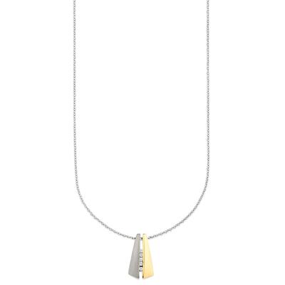 Kette mit Anhänger BRUNO BANANI "Schmuck Geschenk Silber 925 Halsschmuck Halskette Ankerkette", gold (silberfarben, gelbgoldfarben, kristallweiß), Halsketten, Damen, Silber 925 (Sterlingsilber), L: 45cm B: 0,8mm, mit Zirkonia (synth.), B:0,8mm Image