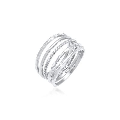Ring-Set ELLI "Stapelring Stacking Boho Set (5 tlg.) 925 Sterling Silber" Gr. 64, silber, Fingerringe, Damen, 64mm, ohne Stein, Silber 925 (Sterlingsilber) Image