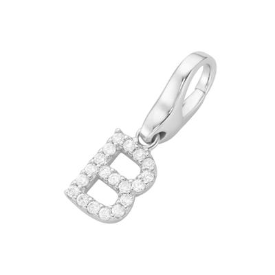 Charm Buchstabe "Buchstabe B, Zirkonia Steine, Silber 925", weiß, GIORGIO MARTELLO MILANO, Charms, Damen, Silber 925 (Sterlingsilber)
