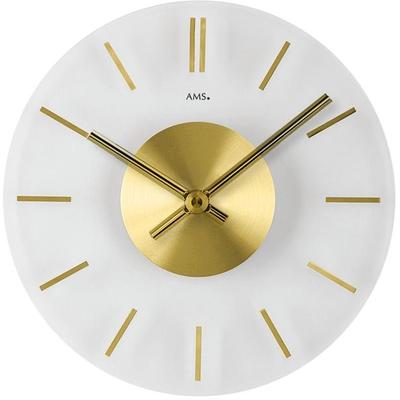 Wanduhr AMS "W9319", gold (transparent, goldfarben), Wanduhren, H: 4cm, Quarzuhr,Glas,Wohnzimmer,Esszimmer,Küche,Arbeitszimmer,Büro, Flur Image