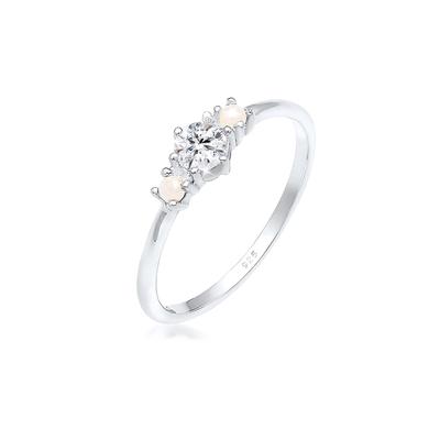 Verlobungsring ELLI "Glas Kristalle Synthetische Perle Weiß 925 Sterling Silber" Gr. 52, silber, Fingerringe, Damen, 52mm, Silber 925 (Sterlingsilber), 1mm Image