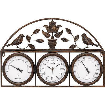 Funkwanduhr AMS "F5967", braun, Wanduhren, B/H/L: 66cm x 5cm x 44cm, Quarzuhr,Wohnzimmer,Esszimmer,Küche,Arbeitszimmer,Büro,Flur Image