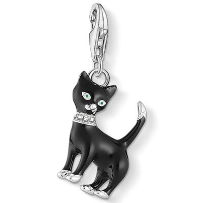 Charm-Einhänger THOMAS SABO "Katze, 1725-041-11", bunt (silberfarben, weiß, schwarz, weiß), Charms, Damen, Silber 925 (Sterlingsilber), mit Zirkonia (synth.)