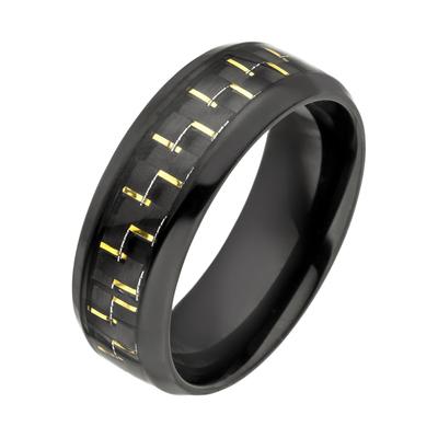 Fingerring JOBO Gr. 58, gold (goldfarben), Fingerringe, Herren, 58, Edelstahl-Carbon, Edelstahl, Carbon, Edelstahl schwa