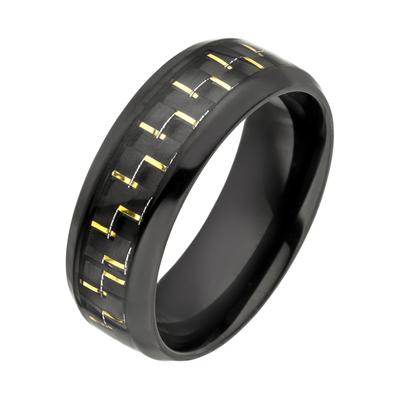 Fingerring JOBO Gr. 68, gold (goldfarben), Fingerringe, Herren, 68, Edelstahl-Carbon, Edelstahl, Carbon, Edelstahl schwa