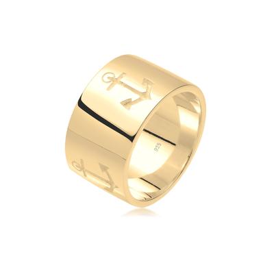 Fingerring ELLI "Anker Bandring 925 Silber" Gr. 58, gold, Fingerringe, Damen, 58mm, ohne Stein, Silber 925 (Sterlingsilber), 11mm Image