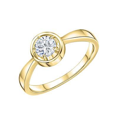 Fingerring FIRETTI "Schmuck Geschenk Silber 925 Silberring Solitär" Gr. 19, gold (gelbgoldfarben, kristallweiß, kristallweiß), Fingerringe, Damen, 19, Silber 925 (Sterlingsilber), 2mm, mit Zirkonia (synth.) Image