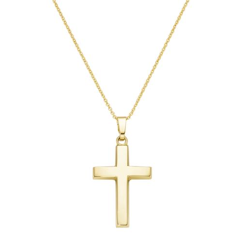 "Kreuzkette LUIGI MERANO ""Kreuz Anhänger, Gold 585"" Halsketten Gr. 45 cm, Gelbgold 585, goldfarben (gold) Damen Kreuzketten"