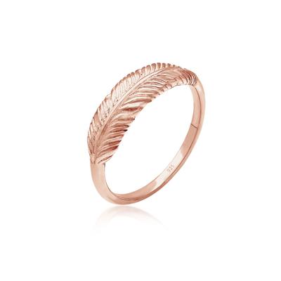 Fingerring ELLI "Silberring Feder 925 Sterling Silber" Gr. 54, rosa (rosegold), Fingerringe, Damen, 54mm, ohne Stein, Silber 925 (Sterlingsilber), 2mm Image