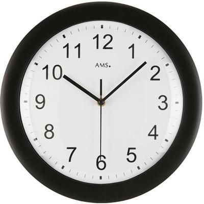 Funkwanduhr AMS "F5935", schwarz, Wanduhren, H: 4cm, Quarzuhr,Wohnzimmer,Esszimmer,Küche,Arbeitszimmer,Büro, Flur Image