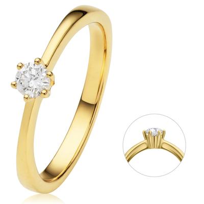 Diamantring ONE ELEMENT "0.15 ct Diamant Brillant Ring aus 585 Gelbgold" Fingerringe Gr. 54, Gelbgold 585-Diamanten, goldfarben (gold) Damen Diamantringe