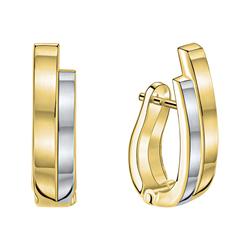Paar Creolen VIVANCE "375/- Gelbgold bicolor glanz", bunt (mehrfarbig), Ohrringe, Damen, ONE-SIZE, Gold