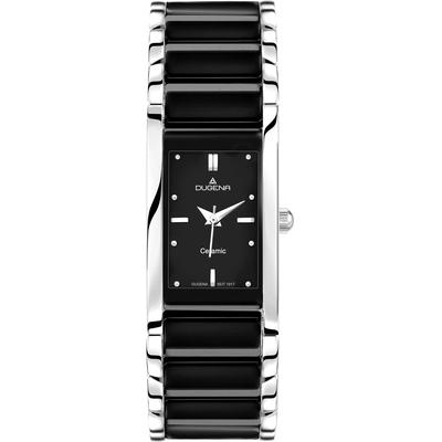 Quarzuhr DUGENA "Quadra Ceramica, 4460507" Armbanduhren schwarz (silberfarben, schwarz) Damen Quarzuhren