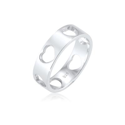 Fingerring ELLI "Herz Liebe Cut Out Bandring 925 Silber Loreena" Gr. 52, silber, Fingerringe, Damen, 52mm, ohne Stein, Silber 925 (Sterlingsilber), 6mm Image