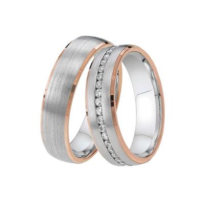 Trauring DOOSTI "Schmuck Geschenk Silber 925 Trauring Ehering Partnerring LIEBE" Gr. 62, rosa (silberfarben, roségoldfarben), Fingerringe, 62, ohne Zirkonia, Silber 925 (Sterlingsilber), 5,5mm, Made in Germany - wahlweise mit oder ohne Zirkonia Image