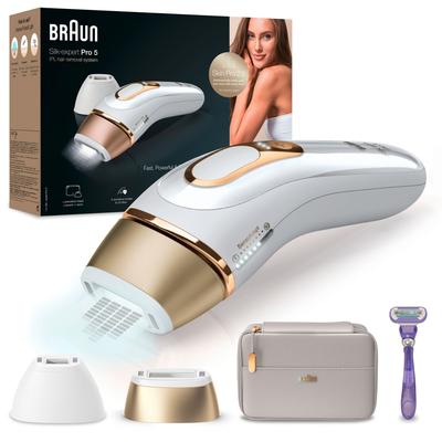 IPL-Haarentferner BRAUN "Silk-Expert Pro 5 PL5157 IPL" goldfarben (weiß/gold) Damen Skin Pro 2.0 Sensor