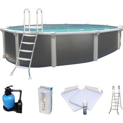 Rundpool KWAD "»Supreme« all in Premium Folie", blau (anthrazit, farbe innen: blau), B:460cm H:132cm L:460cm, Schwimmbecken, ØxH: 460x132cm, inkl. Bodenisolationsset Image
