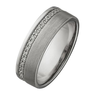 Fingerring JOBO Gr. 56, silber (silber 925, weiß), Fingerringe, Damen, 56, Silber 925 (Sterlingsilber), 925 Silber matt mit Zirkonia rundum Image