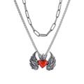 Kette mit Anhänger FIRETTI "Schmuck Geschenk, Flying Heart" Halsketten Gr. Edelstahl, Länge: 45 cm, rot (edelstahlfarben, schwarz, rot) Damen Ketten mit Anhänger