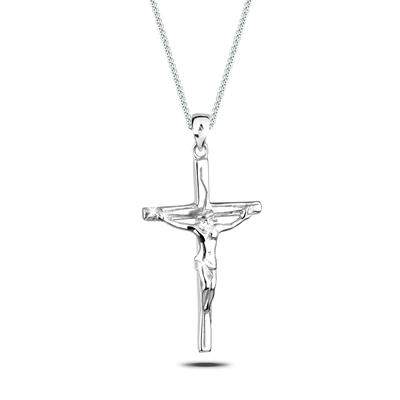 Kette mit Anhänger ELLI "mit Anhänger Kreuz Jesus Kruzifix 925 Silber", silber, Halsketten, Damen, 45, ohne Stein, Silber 925 (Sterlingsilber), L: 45cm Image