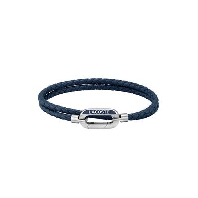 Armband LACOSTE "Schmuck Edelstahl Armschmuck Lederarmband STARBOARD", blau (blau, edelstahlfarben), Armbänder, Herren, 