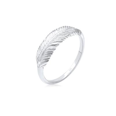 Fingerring ELLI "Silberring Feder 925 Sterling Silber" Gr. 54, silber, Fingerringe, Damen, 54mm, ohne Stein, Silber 925 