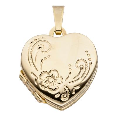 Medallion-Anhänger JOBO "Anhänger Medaillon Herz", gold (gelbgold 333), Schmuckanhänger, Damen, Gelbgold 333, 333 Gold