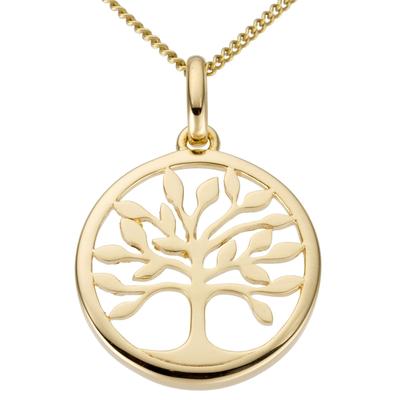 Ketten-Anhänger FIRETTI "Schmuck Geschenk Gold 333 Halsschmuck Anhänger Halskette Baum", gold (gelbgoldfarben), Schmuckanhänger, Damen, Gelbgold 333, 0,85 g