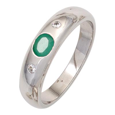 Silberring JOBO Gr. 52, silber (silber 925), Fingerringe, Damen, 52, Silber 925 (Sterlingsilber), 925 Silber mit Smaragd und Zirkonia Image