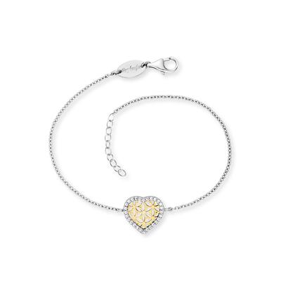 Armband ENGELSRUFER "Herz Lebensblume, ERB-HEARTLIFL-ZI-BIG", gold (silberfarben, gelbgoldfarben, kristallweiß, kristallweiß), Armbänder, Damen, Silber 925 (Sterlingsilber), Armkette, mit Zirkonia (synth.) Image