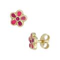 Paar Ohrstecker JOBO "Blume", gold (gelbgold 333), Ohrringe, Damen, Gelbgold 333, 333 Gold mit Glassteinen