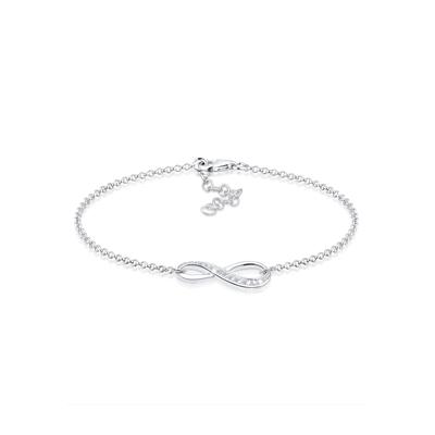 Armband ELLI "Infinity/Unendlichkeit mit Zirkonia 925 Silber", weiß, Armbänder, Damen, 19cm,mit Steinen, Silber 925 (Sterlingsilber) Image