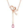 Kette mit Anhänger SWAROVSKI "Volta, Schleife, 5647569" Halsketten Gr. Metall, Länge: 43 cm, bunt (roségoldfarben, kristallweiß, rosa) Damen Ketten mit Anhänger