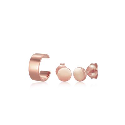 Ohrring-Set ELLI "Ohrstecker Earcuff Set 925 Sterling Silber", rosa (rosegold), Ohrringe, Damen, OneSize, ohne Stein, Silber 925 (Sterlingsilber) Image