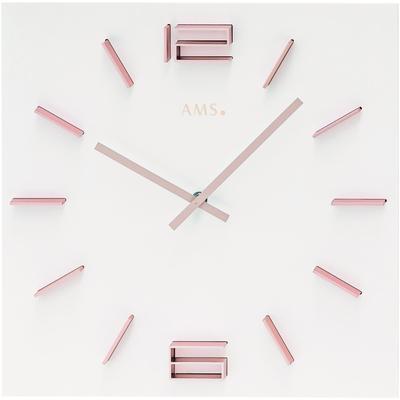 Wanduhr AMS "W9592", weiß, Wanduhren, B/H/L: 34cm x 4cm x 34cm, Quarzuhr,Holz,Wohnzimmer,Esszimmer,Küche,Arbeitszimmer,Büro,Flur Image