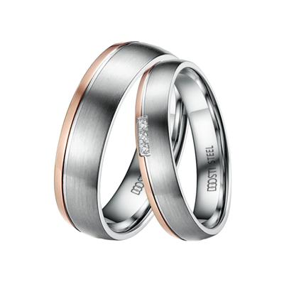 Trauring DOOSTI "Schmuck Geschenk Edelstahl Trauring Ehering Partnerring LIEBE" Gr. 62, rosa (edelstahlfarben, roségoldf