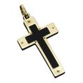 Kreuz-Anhänger FIRETTI "Schmuck Geschenk Gold 333 Halsschmuck Anhänger für Halskette Kreuz" Schmuckanhänger Gr. Gelbgold 333-Acryl, 1,7 g, schwarz (gelbgoldfarben, schwarz) Damen Anhänger