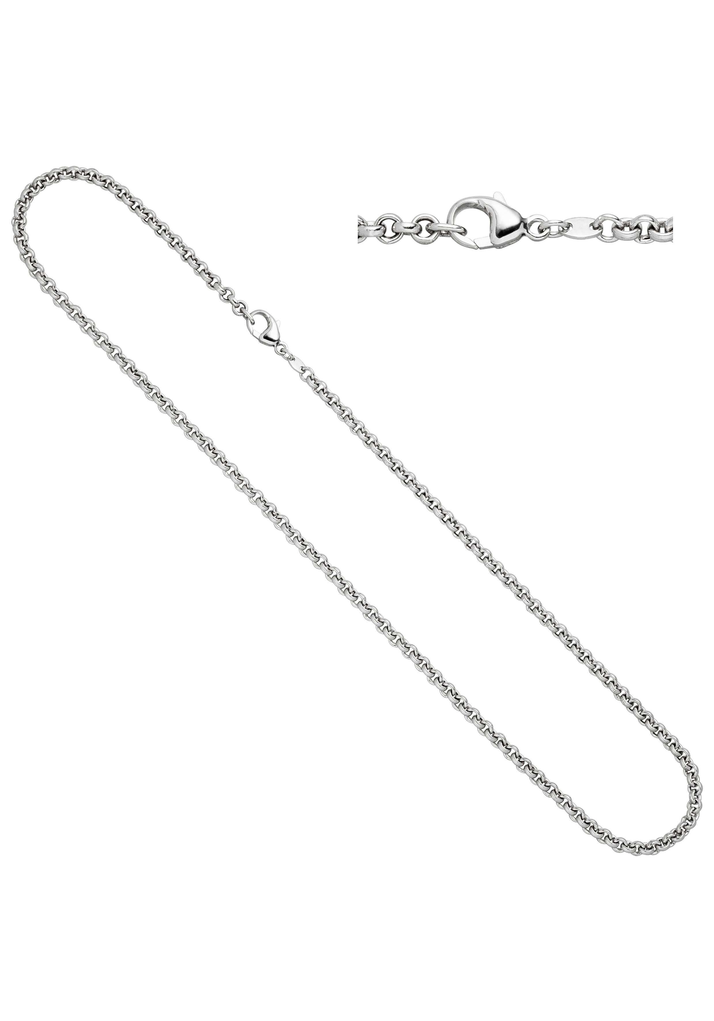 Goldkette JOBO, weiß (weißgold 585), Halsketten, Weißgold 585, L: 45, Erbskette 585 Weißgold 45 cm 3 mm