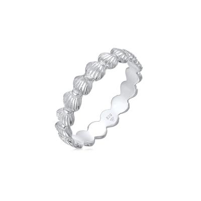 Fingerring ELLI "Bandring Muscheln Maritim Beach Look 925 Silber" Gr. 52, silber, Fingerringe, Damen, 52mm, ohne Stein, 