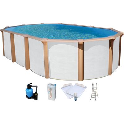 Schwimmbecken KWAD "»Supreme« all in Premium Folie", beige (weiß, farbe innen: sand), B:370cm H:132cm L:610cm, Schwimmbecken, BxLxH: 370x610x132cm, inkl. Bodenisolationsset Image