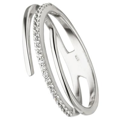 Silberring JOBO "Spiral-Ring mit 26 Zirkonia" Gr. 58, silber (silber 925), Fingerringe, Damen, 58, Silber 925 (Sterlings