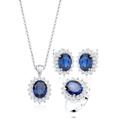 Schmuckset ELLI "Saphirblau Zirkonia 925 Silber" Schmuck-Sets Gr. 58, blau (blau, blau) Damen Schmucksets