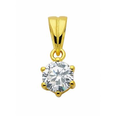 Ketten-Anhänger ADELIA´S "925 Silber Anhänger mit Zirkonia Ø 5 mm", gold (vergoldet), Schmuckanhänger, Damen, Damen,mit 