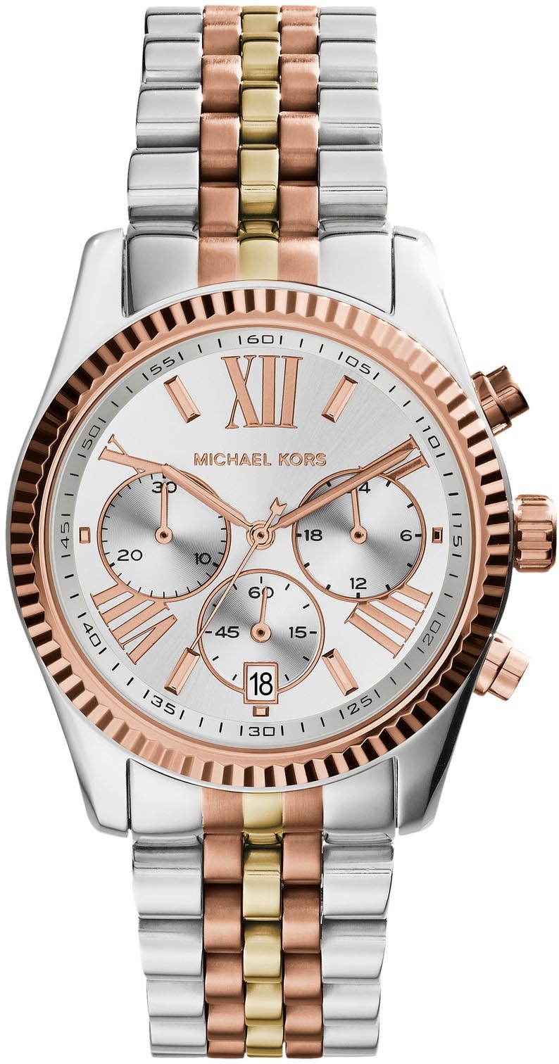 Chronograph MICHAEL KORS "LEXINGTON", rosa (silberfarben, goldfarben, roségoldfarben), Armbanduhren, Damen, Chronograph, Quarzuhr, Armbanduhr, Damenuhr, Stoppfunktion, Edelstahlarmband