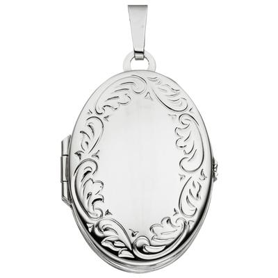 Medallion-Anhänger JOBO "Anhänger Medaillon oval", silber (silber 925), Schmuckanhänger, Damen, Silber 925 (Sterlingsilb