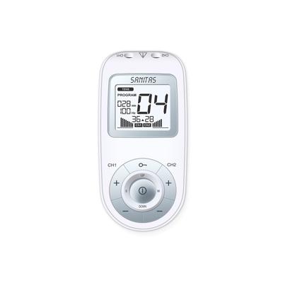 TENS-EMS-Gerät SANITAS "SEM 43 mit 3-in-1 Funktion: EMS, TENS und Massage", grau, Elektro-Muskel-StimulationsgeräteB:6,6cm H:2,9cm L:13,5cm, Mit 4 selbstklebenden Elektroden und Timer-Funktion, B:6,6cm H:2,9cm L:13,5cm