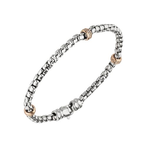 Goldarmband JOBO, rosa (roségold 585), Armbänder, Damen, Roségold 585-Weißgold 585-Diamanten, Rosu00e9gold 585, Weißgold 585, Diamanten, 585 Gold bicolor mit 39 Diamanten 19 cm