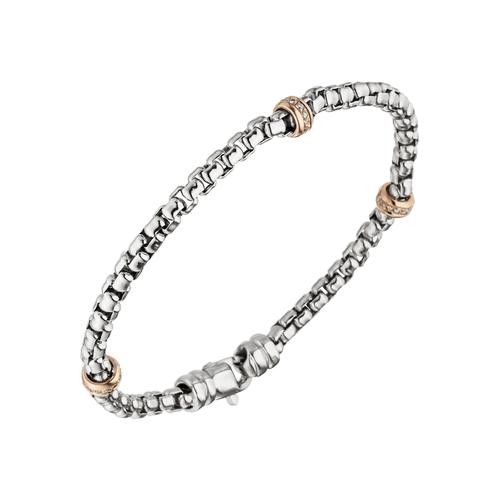 Goldarmband JOBO Armbänder Gr. Roségold 585-Weißgold 585-Diamanten, rosegold (roségold 585) Damen 585 Gold bicolor mit 39 Diamanten 19 cm